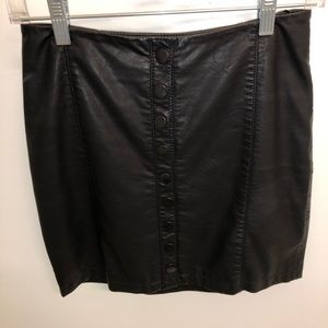Black Free People Faux Leather Mini Skirt